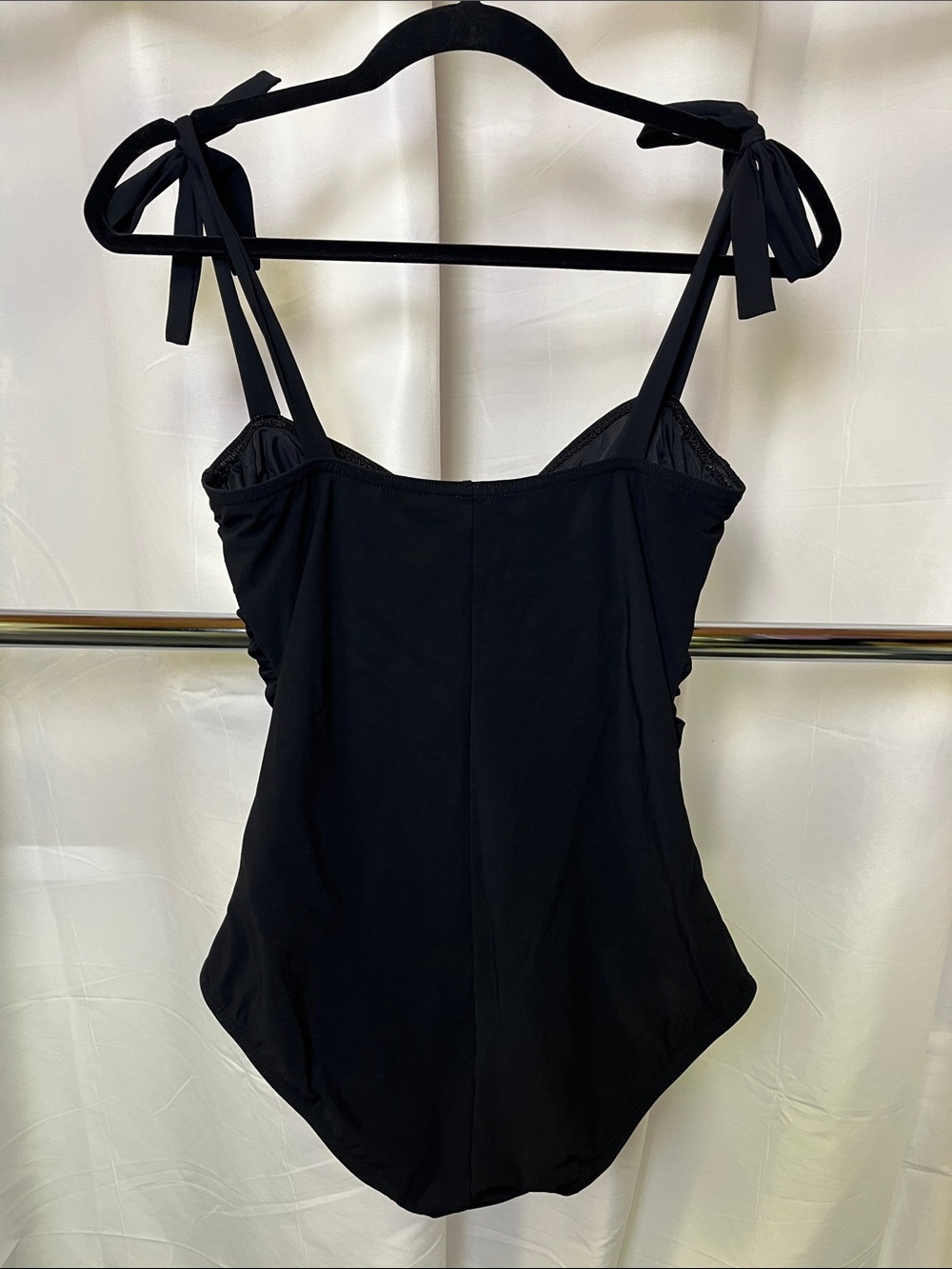 Karla Colletto Women's Tate High Back One Piece Tied-Shoulder Black Swimsuit 12 - Picture 2 of 6